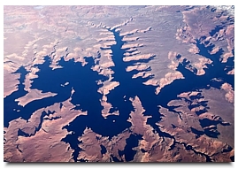 Lake Powell, seen in this aerial shot taken January 27, 2017, is a reservoir on the Colorado River, straddling the border between Utah and Arizona.Daniel Slim/AFP/Getty Images